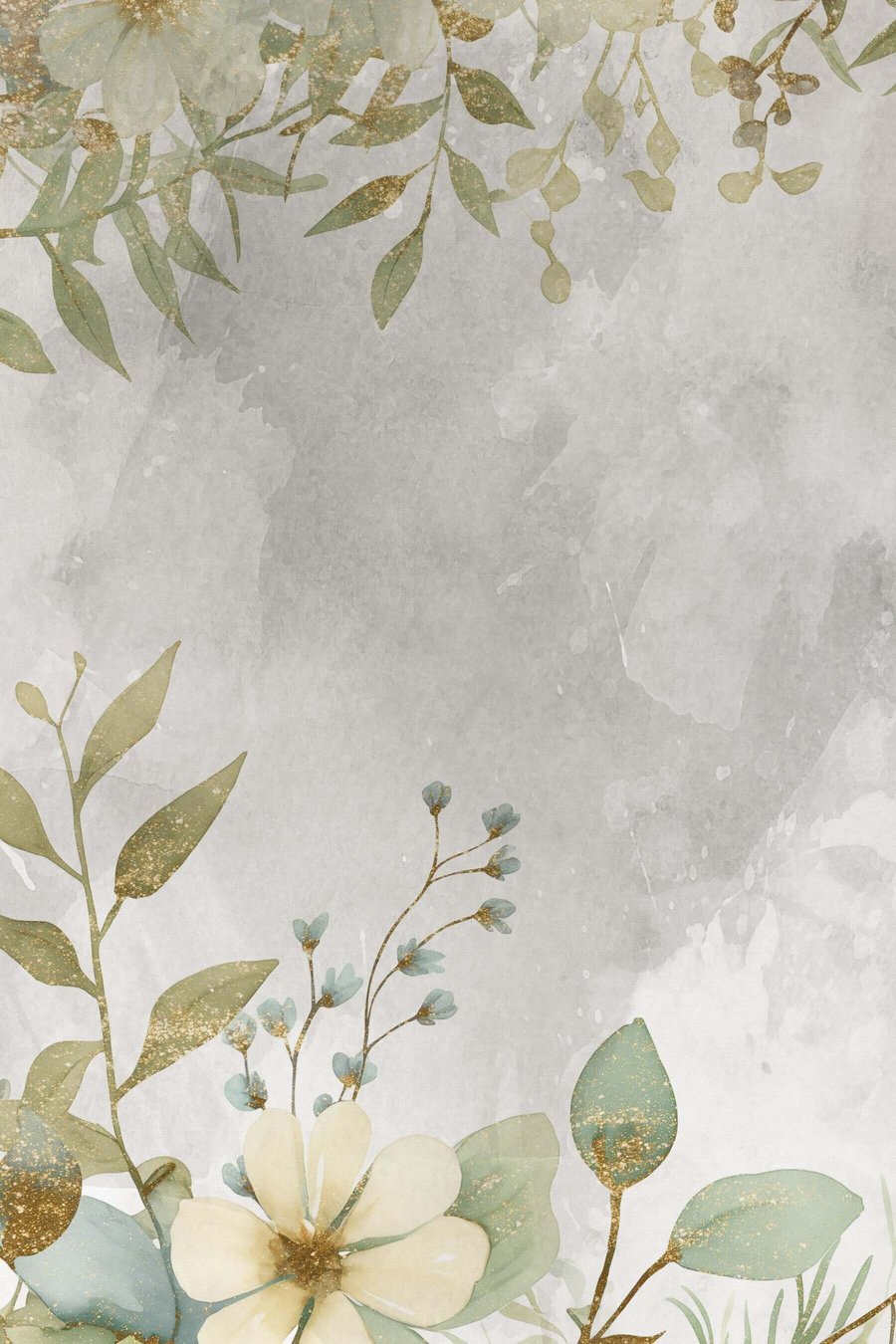 Delicate planten op een lichte achtergrond — volledig ontwerp