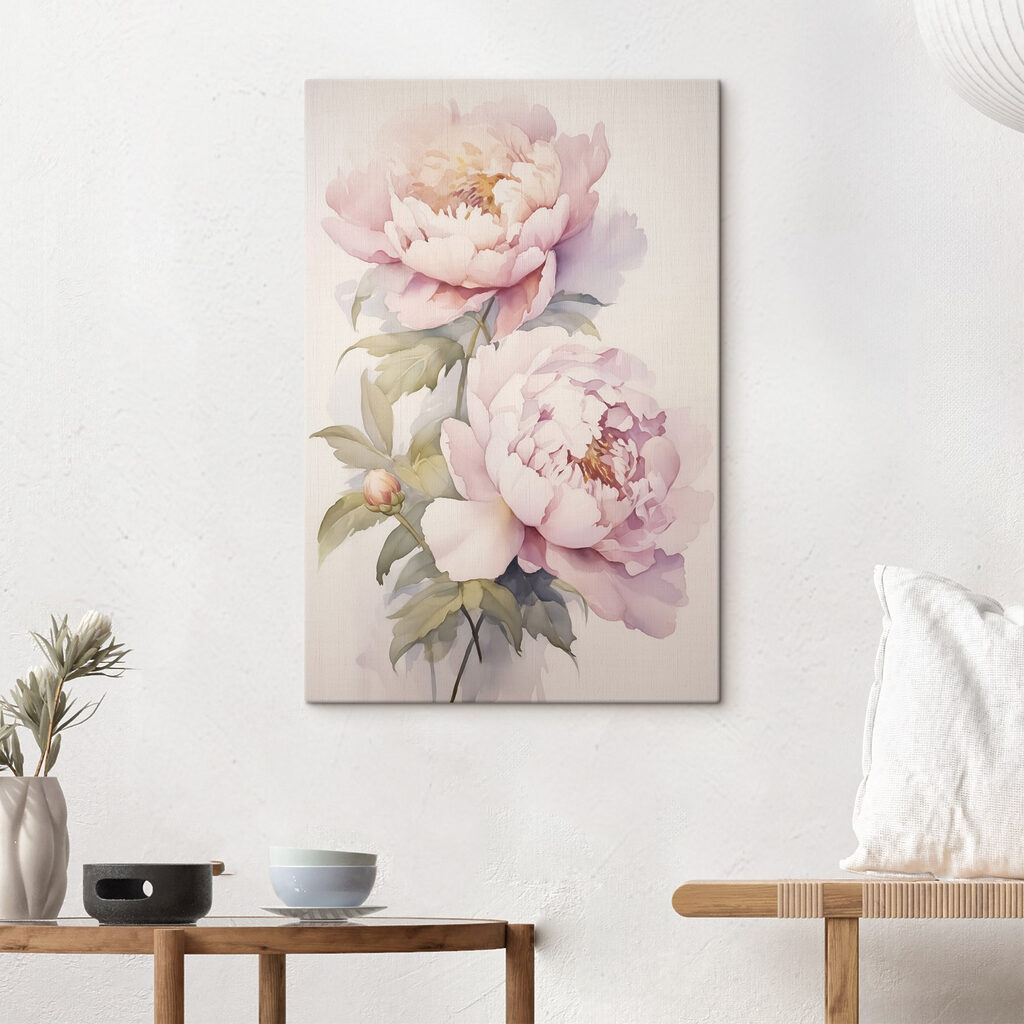 Schilderij van roze bloemen — interieur 1