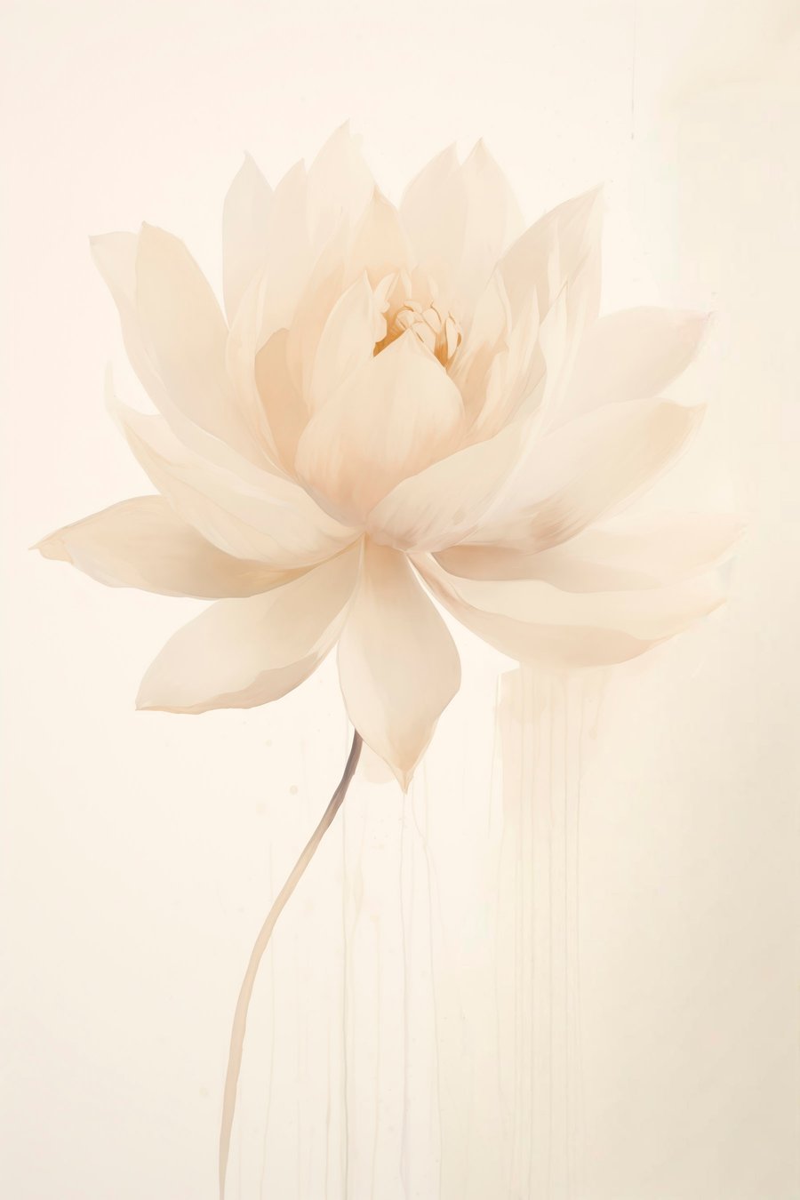 Delicate witte lotus op een lichte achtergrond in minimalistische stijl — volledig ontwerp