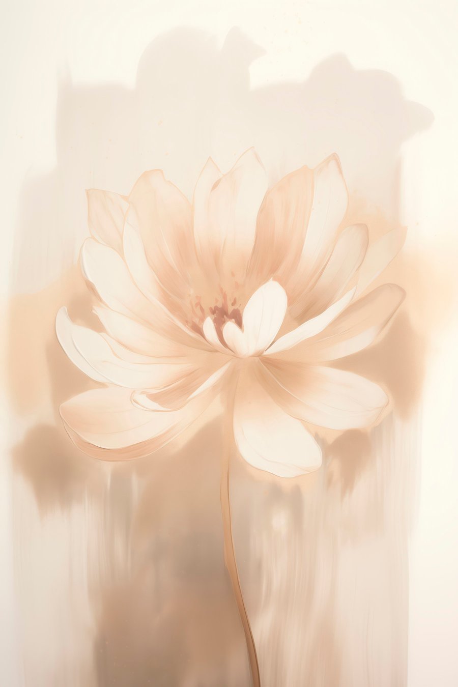 Lotus met delicate schaduwen en een wazige achtergrond in een artistieke posterstijl — volledig ontwerp