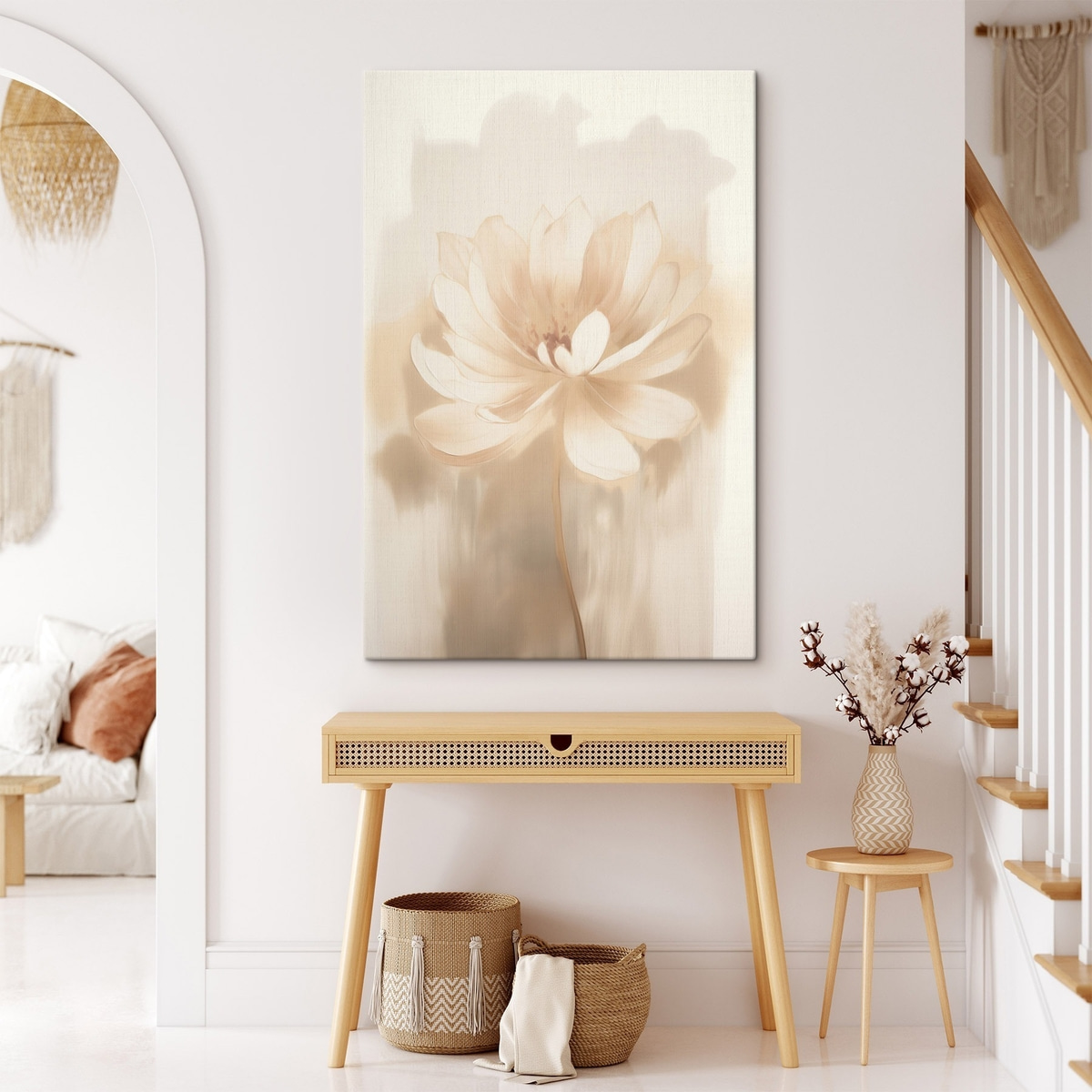 Lotus met delicate schaduwen en een wazige achtergrond in een artistieke posterstijl — interieur 2