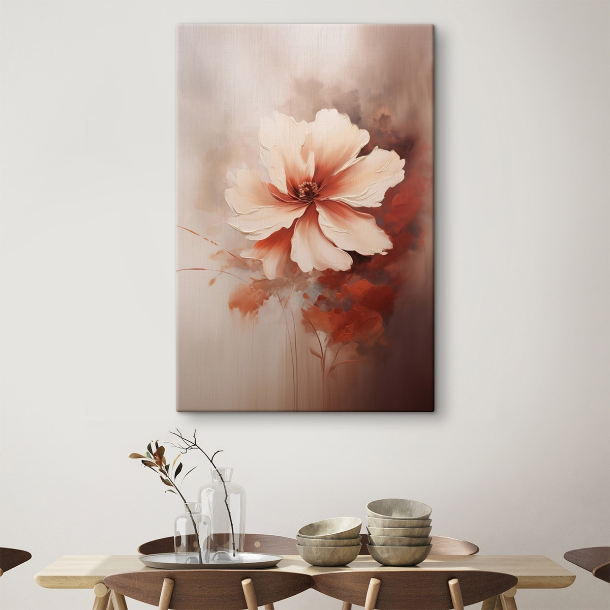 Delicate witte koraalbloem op een wazige achtergrond in een olieverfstijl — interieur 3