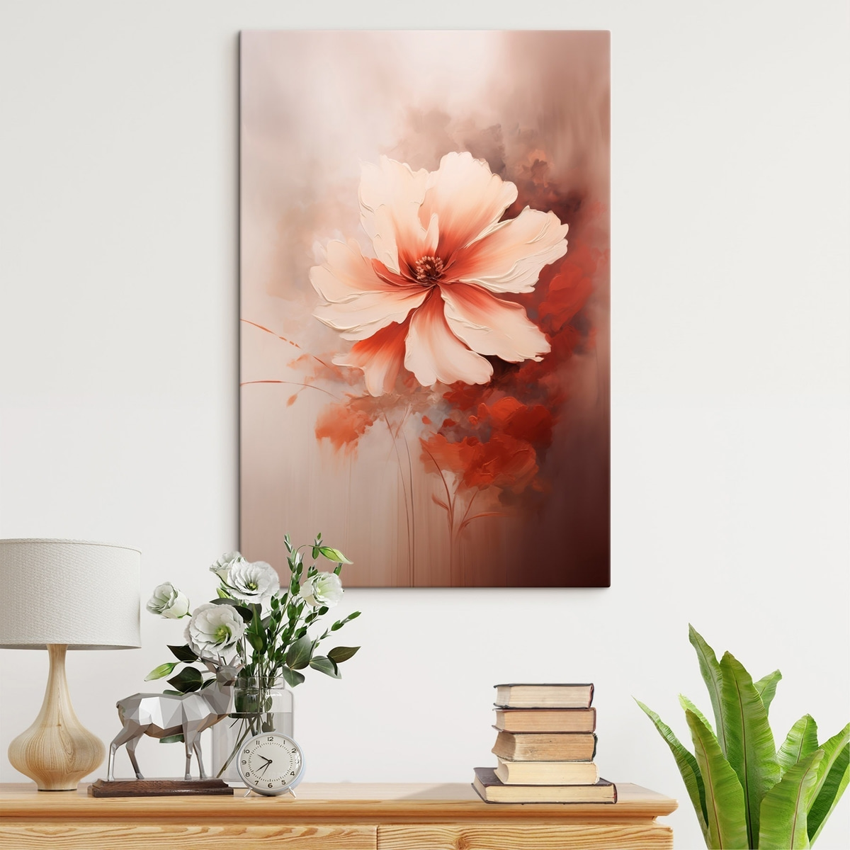 Delicate witte koraalbloem op een wazige achtergrond in een olieverfstijl — interieur 1