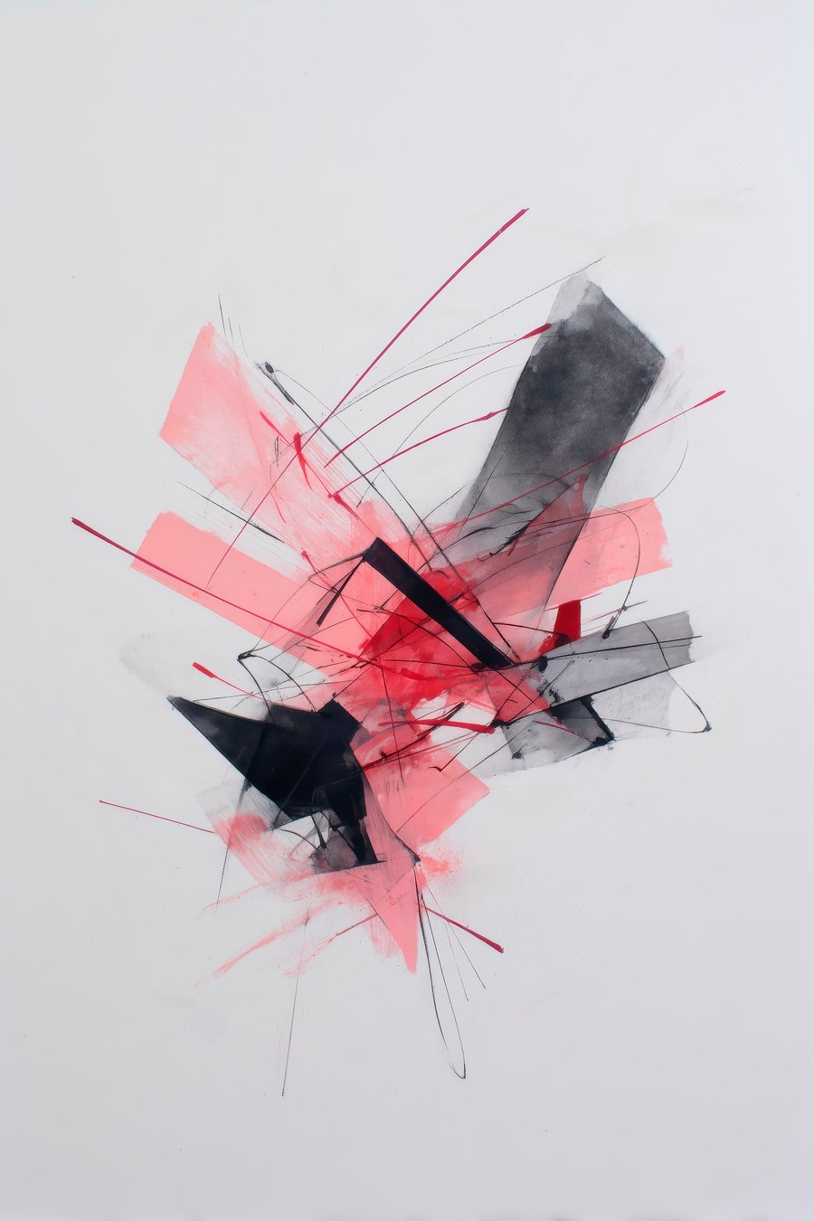 Abstract met roze en zwarte geometrische elementen — volledig ontwerp