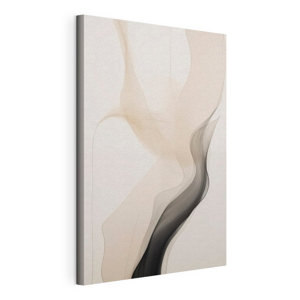 Zwarte en witte rook, gespannen canvas met doorlopende rand