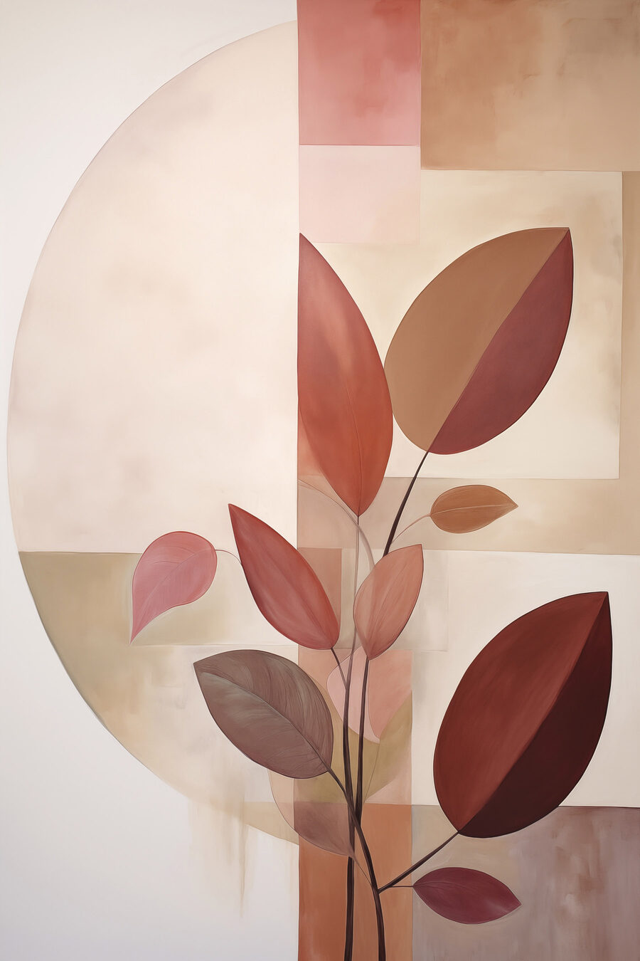Schilderij van een plant met bladeren — volledig ontwerp