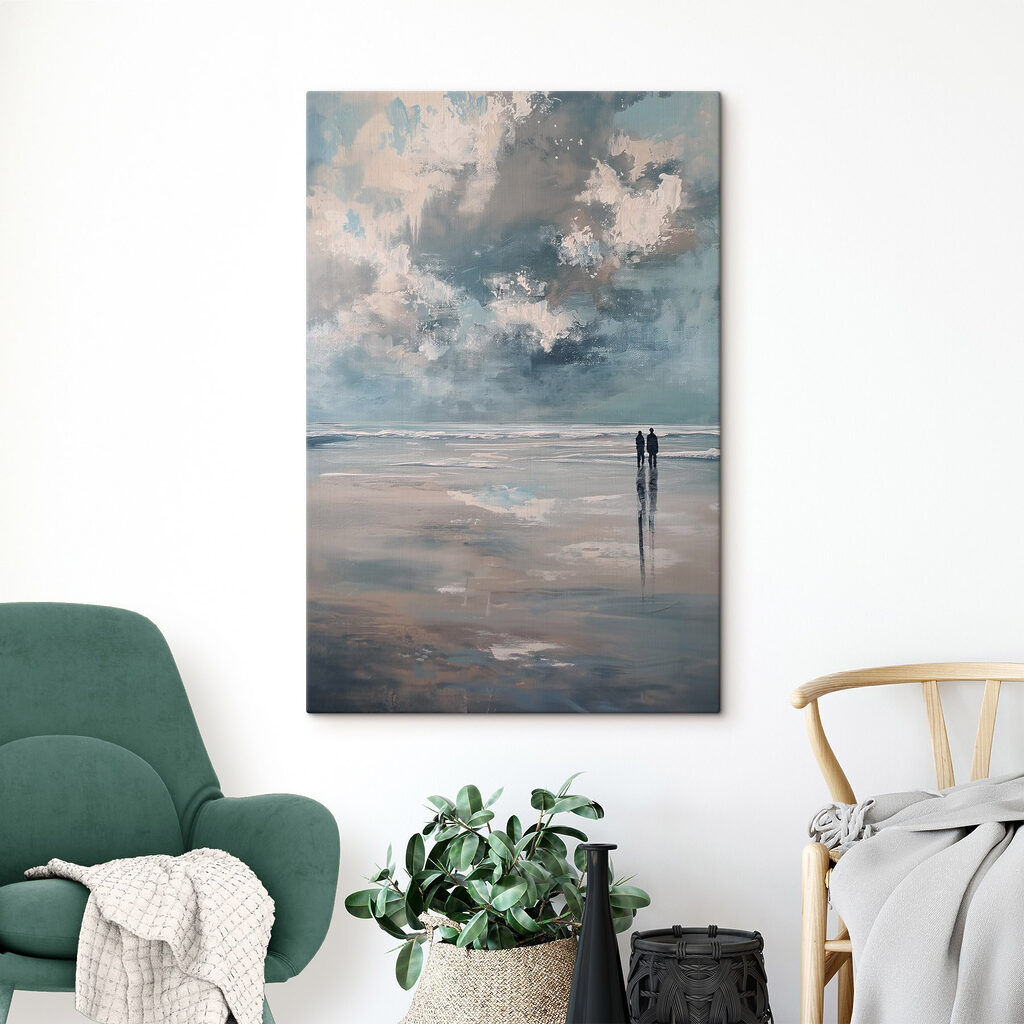 Twee mensen die op het strand staan — interieur 2