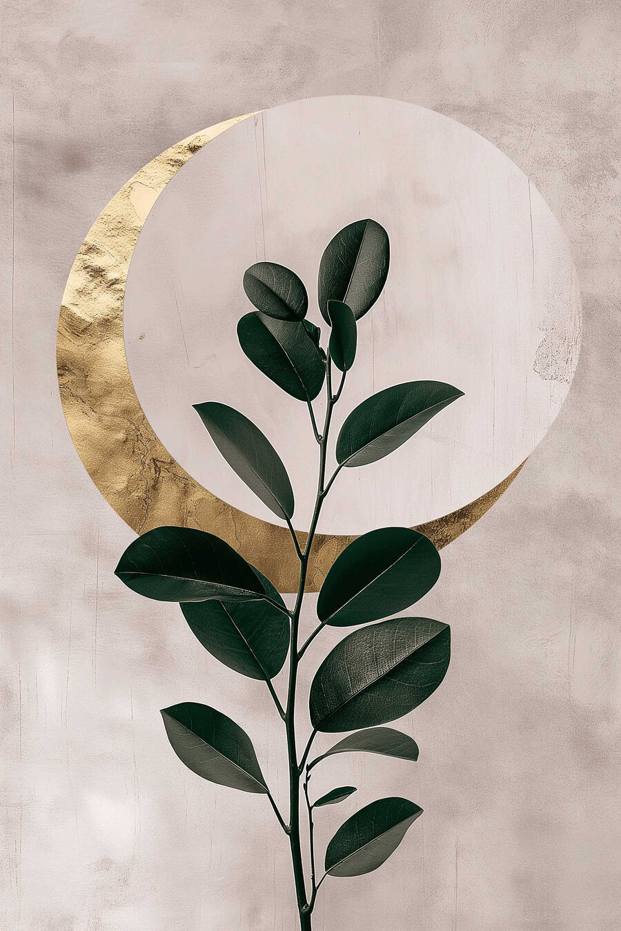 Plant met bladeren en een maan — volledig ontwerp