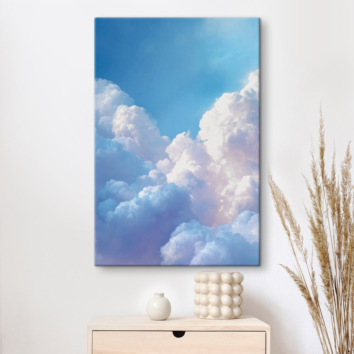 Pittoresk luchtlandschap met enorme witte wolken in digitale grafische stijl — interieur 3