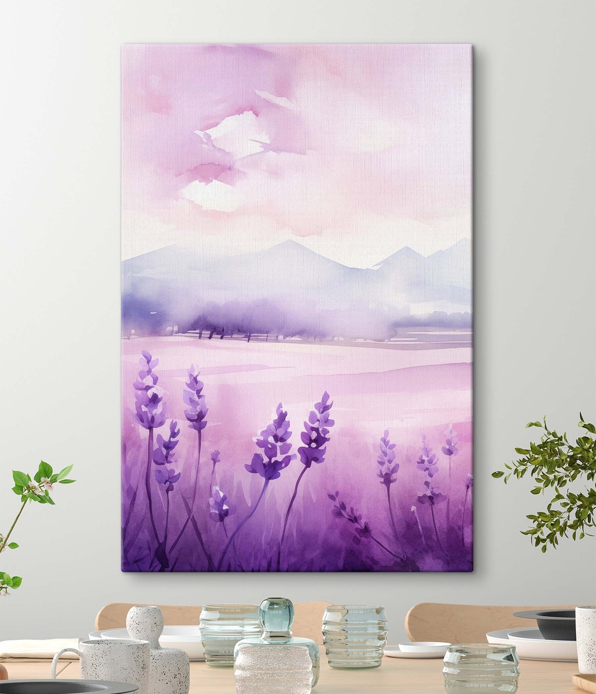 Lavendelbloemen, imitatie-aquarel — interieur 1