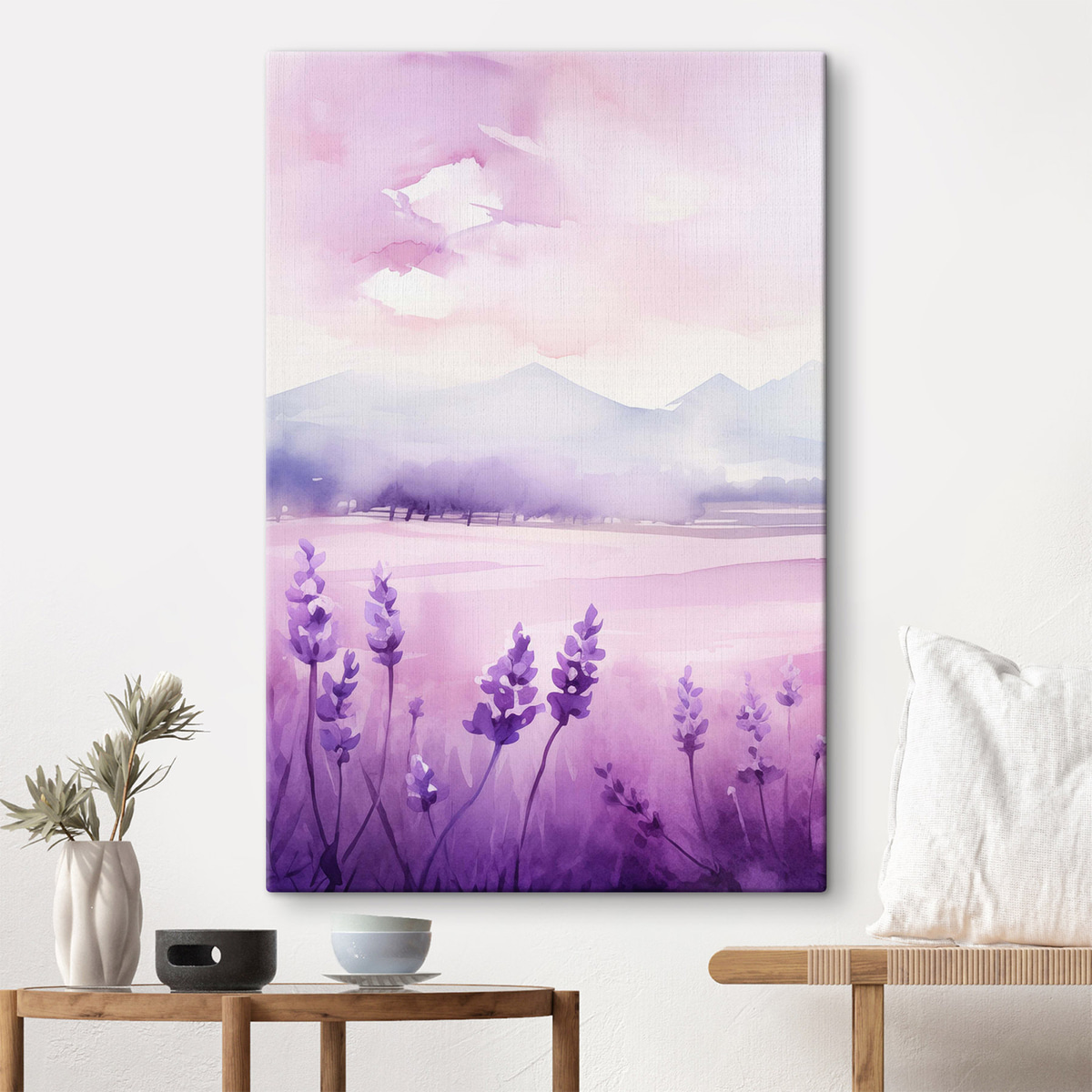 Lavendelbloemen, imitatie-aquarel — interieur 2