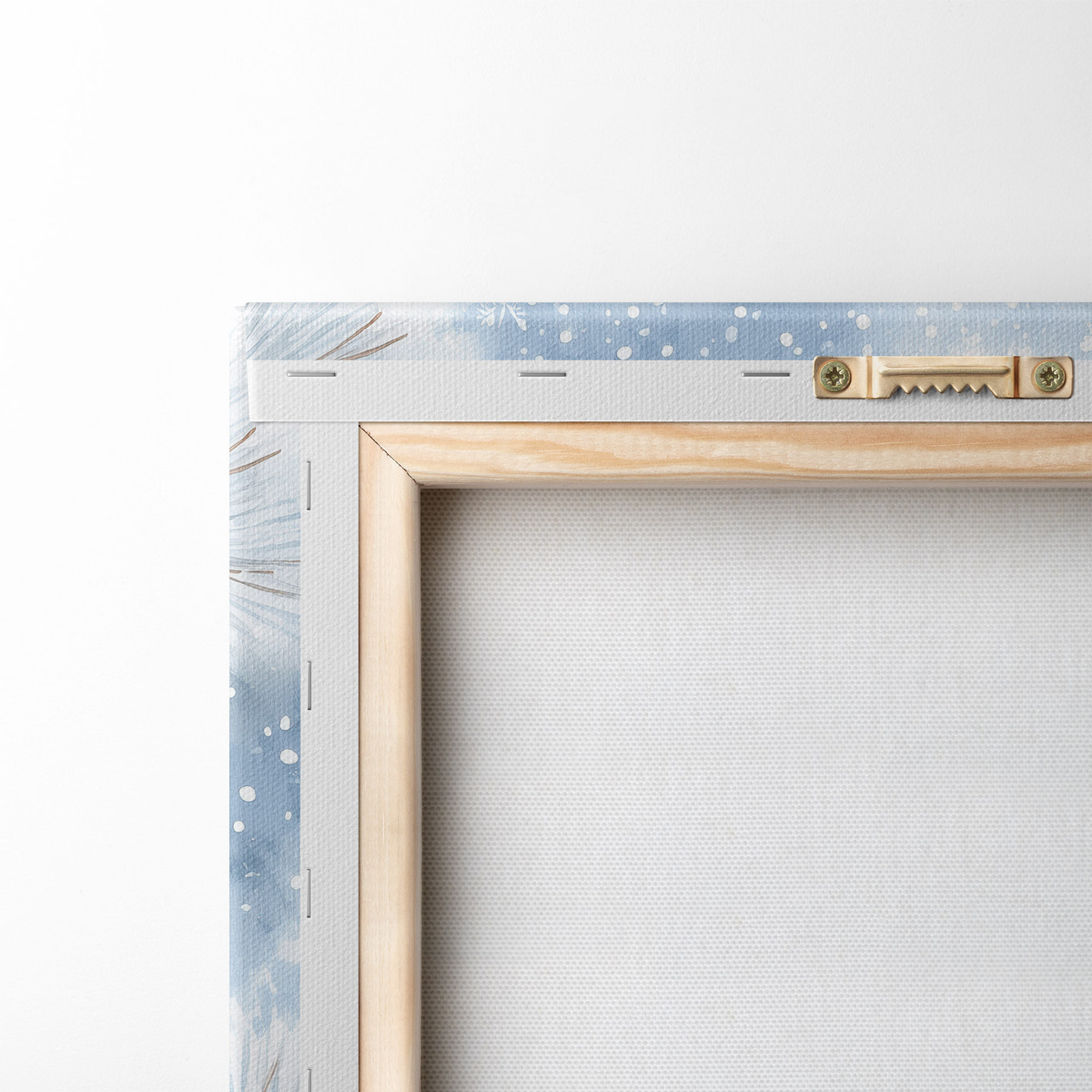 met sneeuw bedekte dennentak in aquarelstijl — achterkant