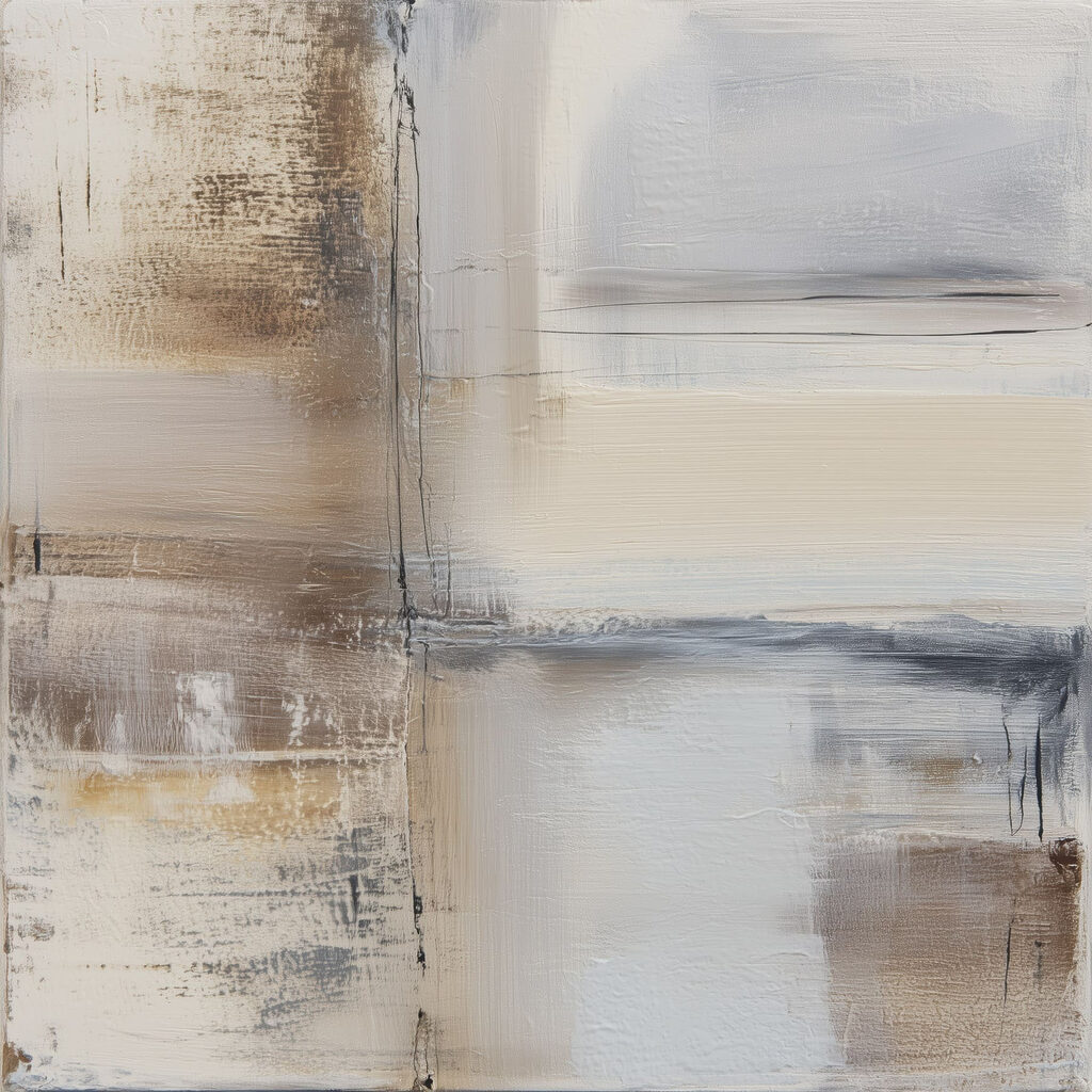Schilderij van een wit en bruin vierkant — volledig ontwerp