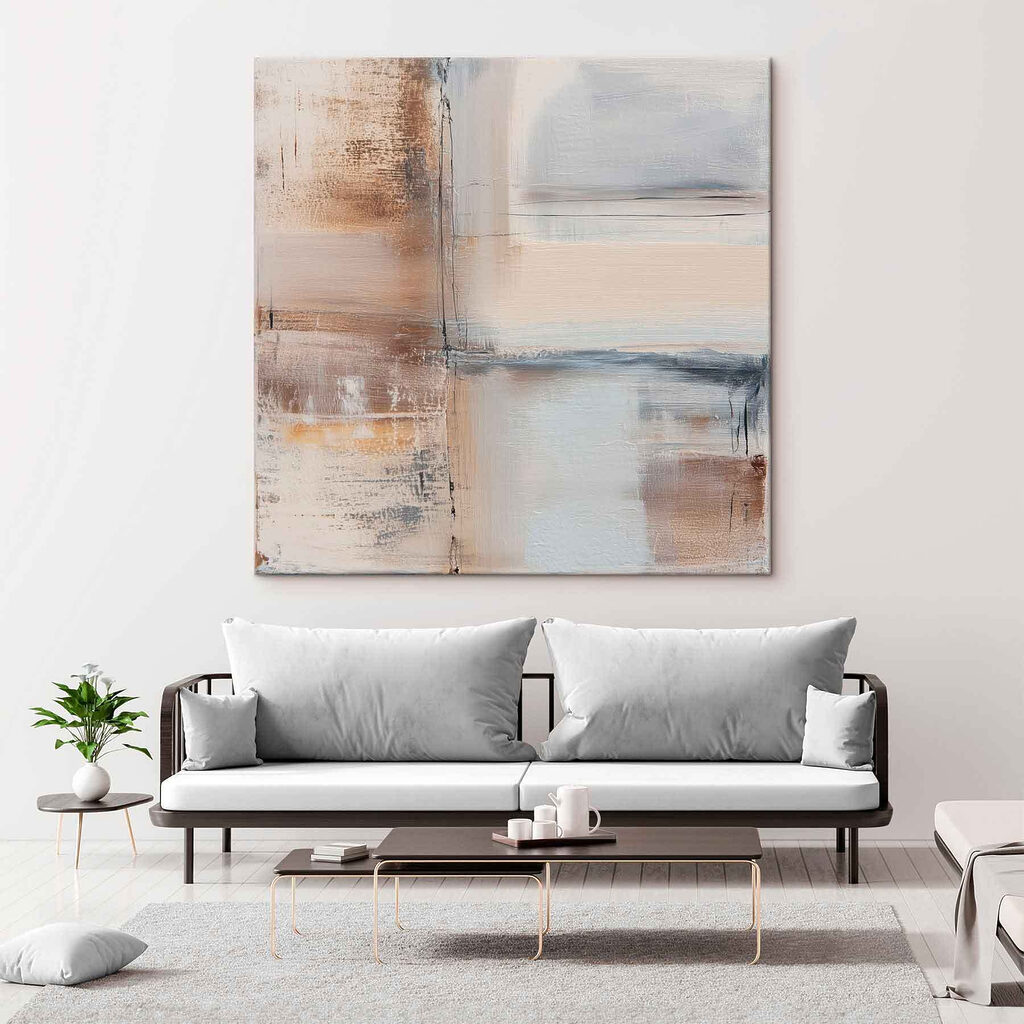 Schilderij van een wit en bruin vierkant — interieur 2