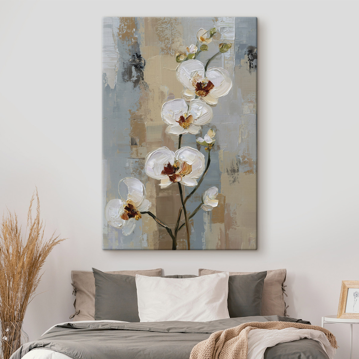 witte orchideebloemen in de stijl van een olieverfschilderij — interieur 2