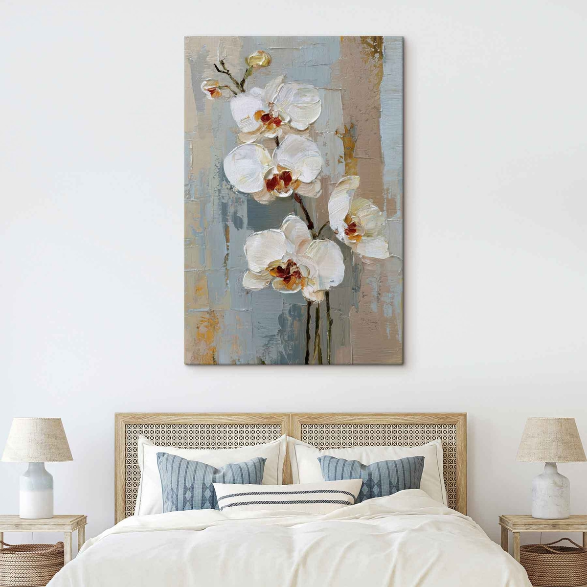 witte orchideebloemen in de stijl van een olieverfschilderij — interieur 2