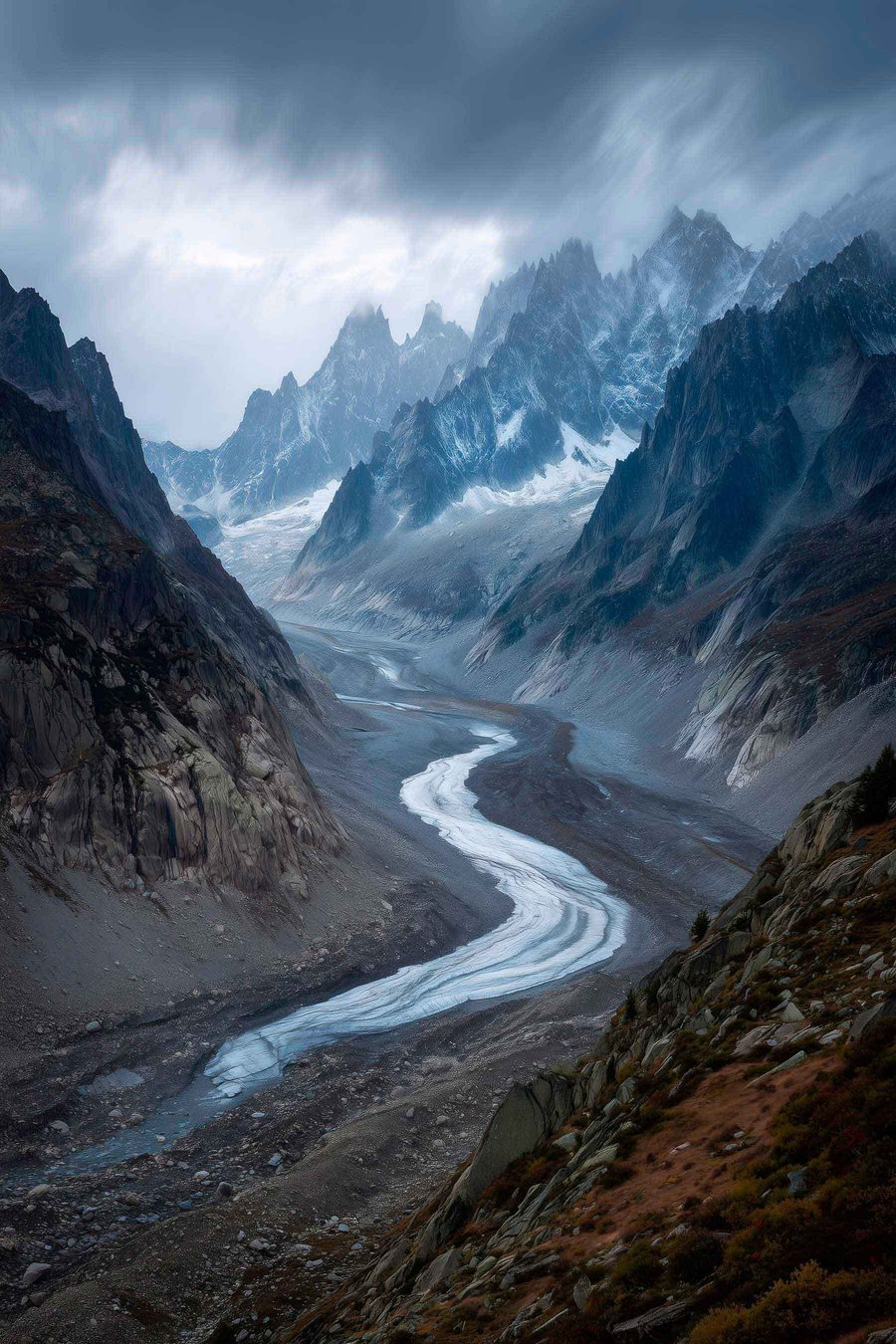 berglandschap met wolken — volledig ontwerp