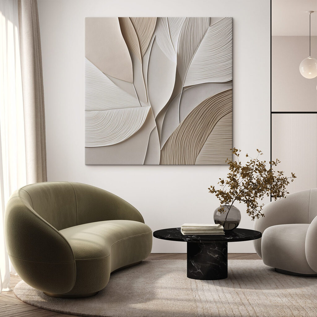 Organische patronen in zachte tinten in een interieur