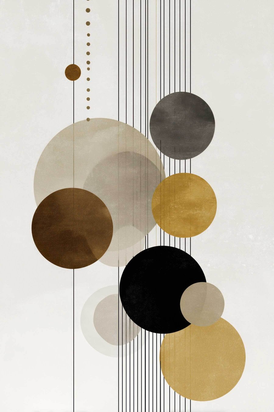 abstractie met cirkels en lijnen in warme kleuren — volledig ontwerp