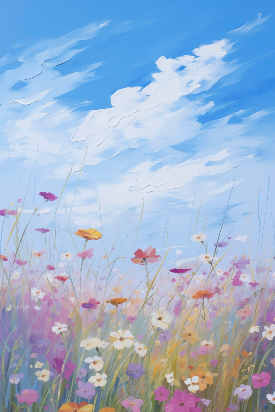 Imitatie schilderij van wilde bloemen — volledig ontwerp