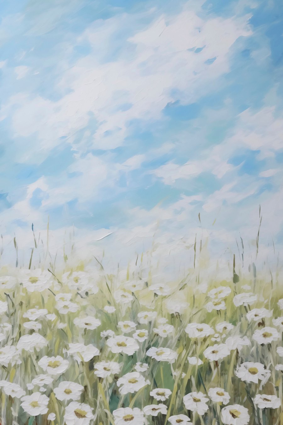 Veld met madeliefjes imitatie schilderij — volledig ontwerp