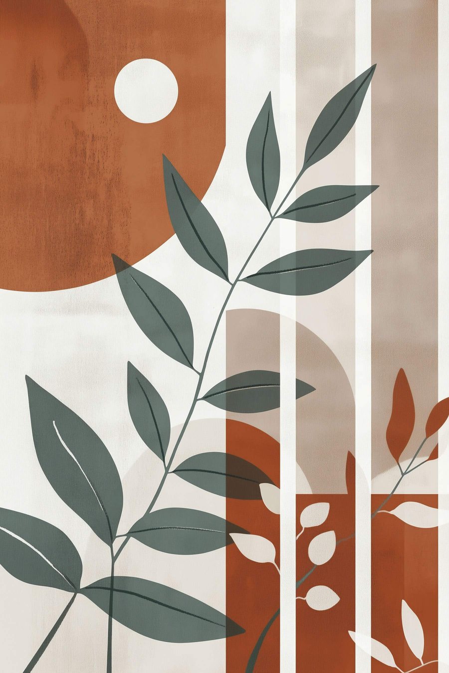 Abstractie met takken en bladeren — volledig ontwerp
