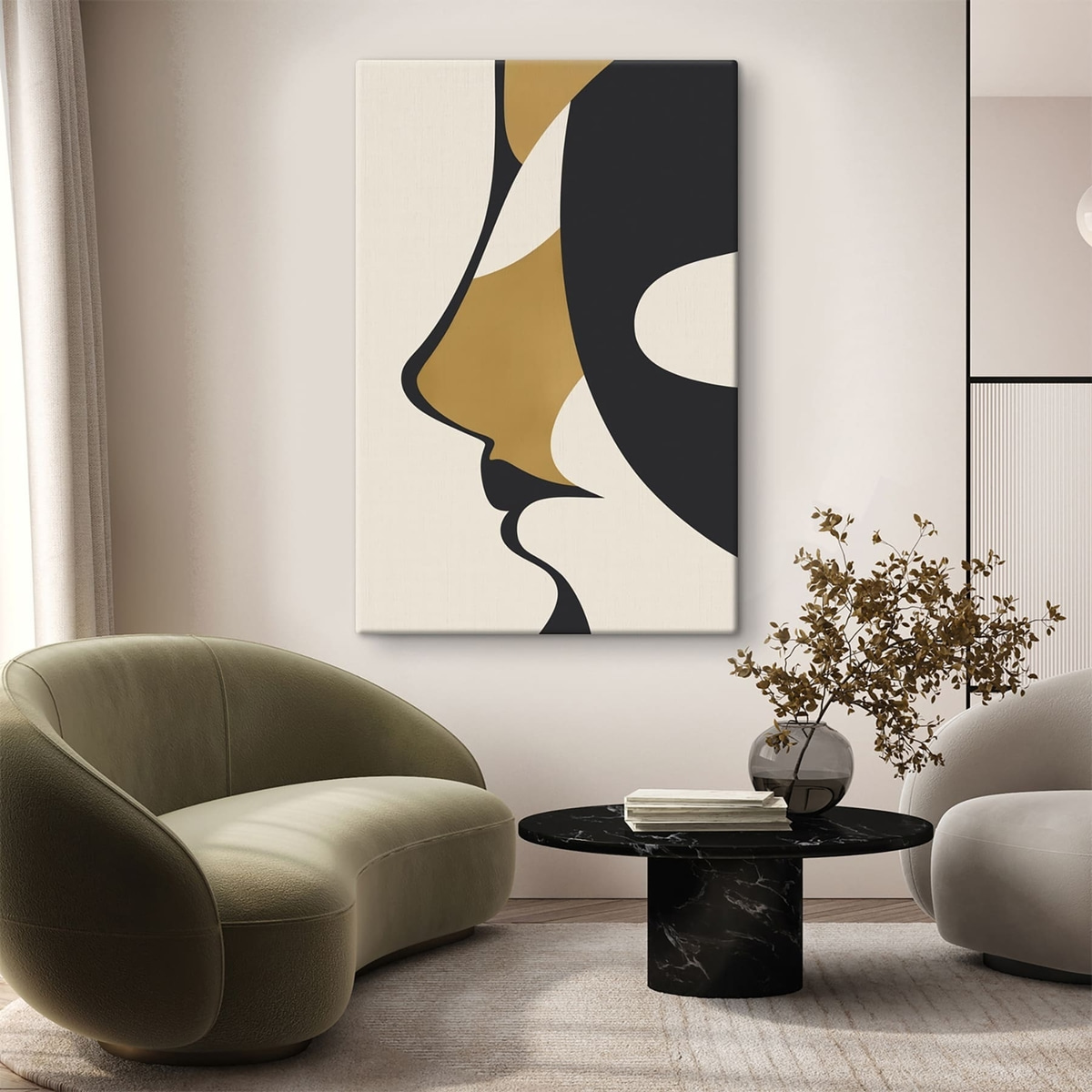 Abstract silhouet van een gezicht — interieur 2