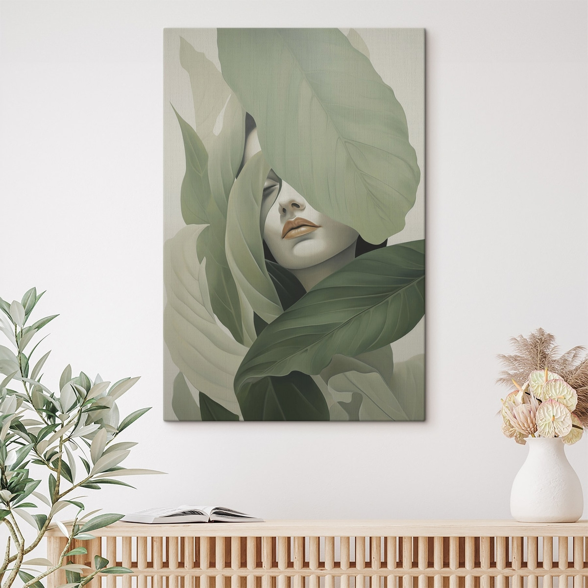 Surrealistisch portret van een meisje in gebladerte — interieur 2