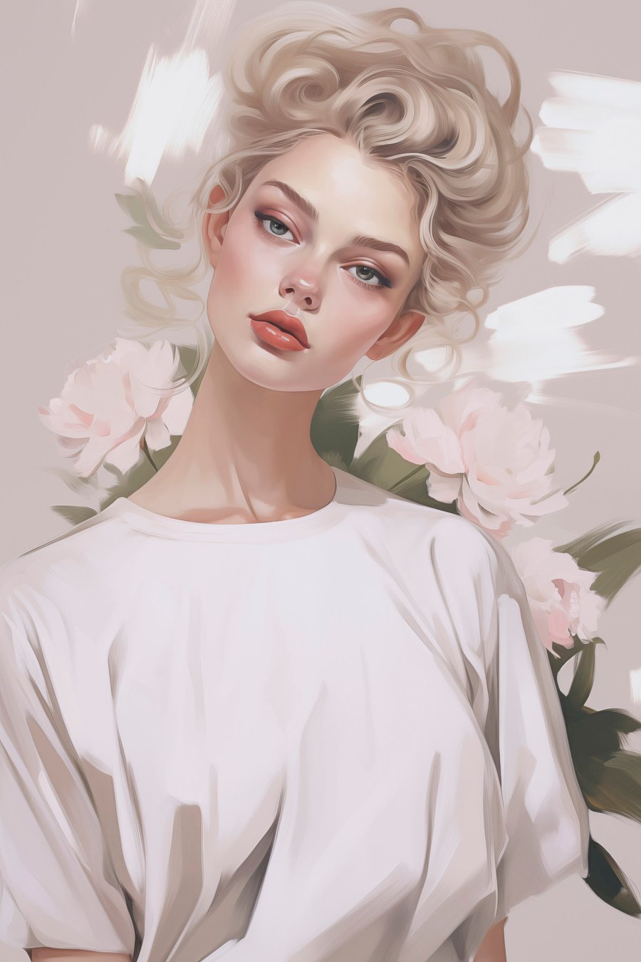 Portret van een meisje in een T-shirt — volledig ontwerp