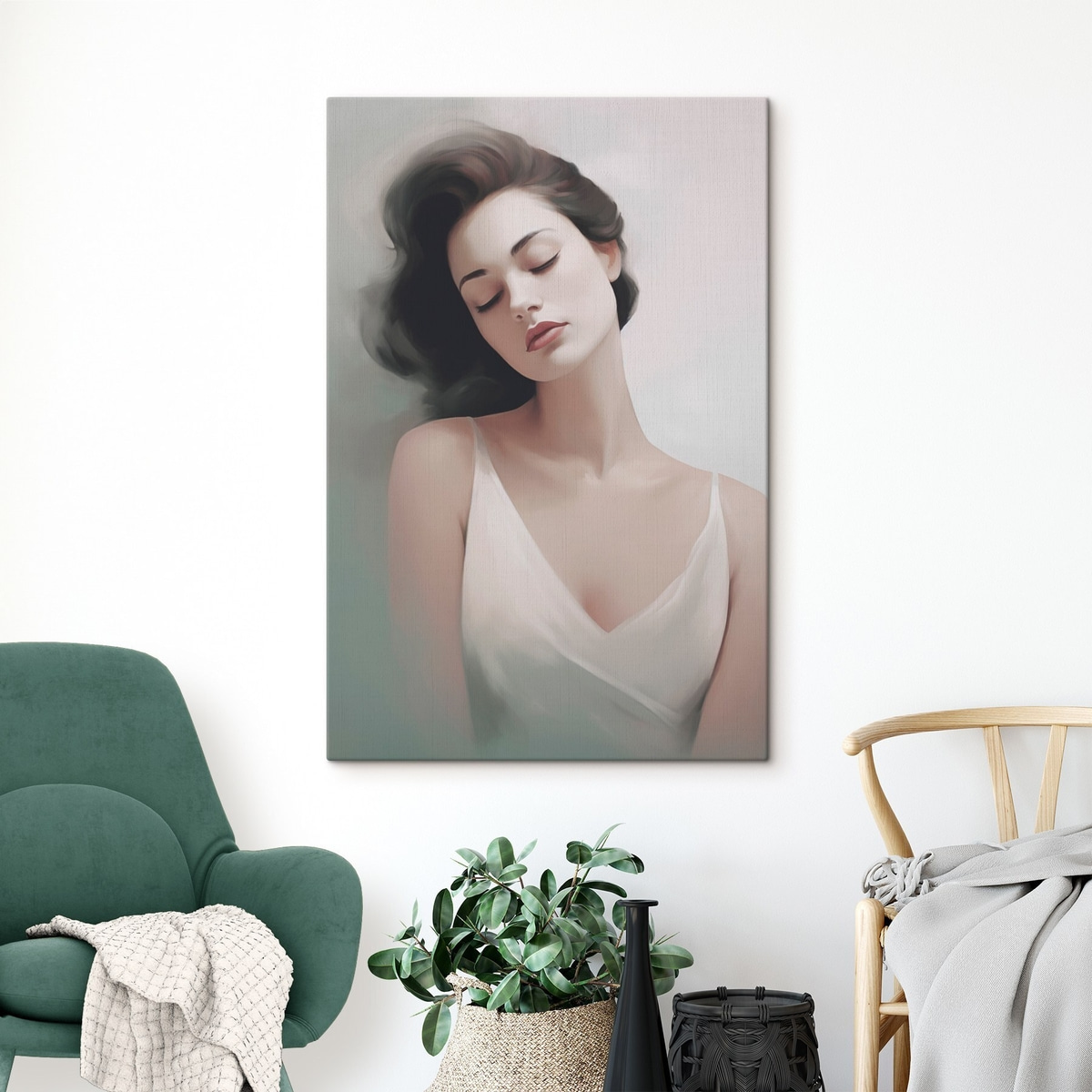 Portret van een meisje met gesloten ogen — interieur 1