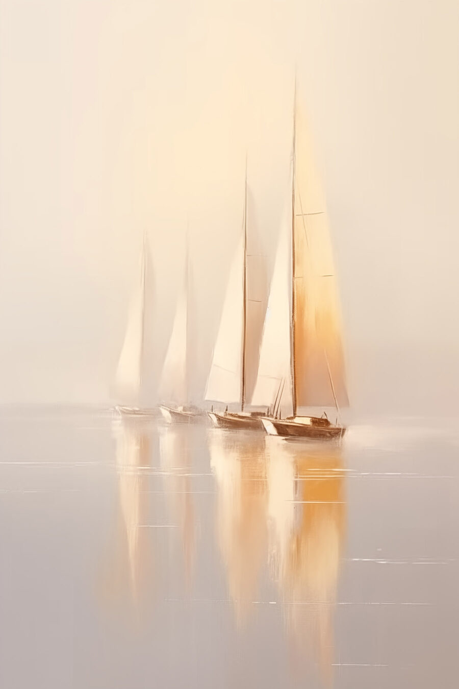 Een groep zeilboten op het water — volledig ontwerp