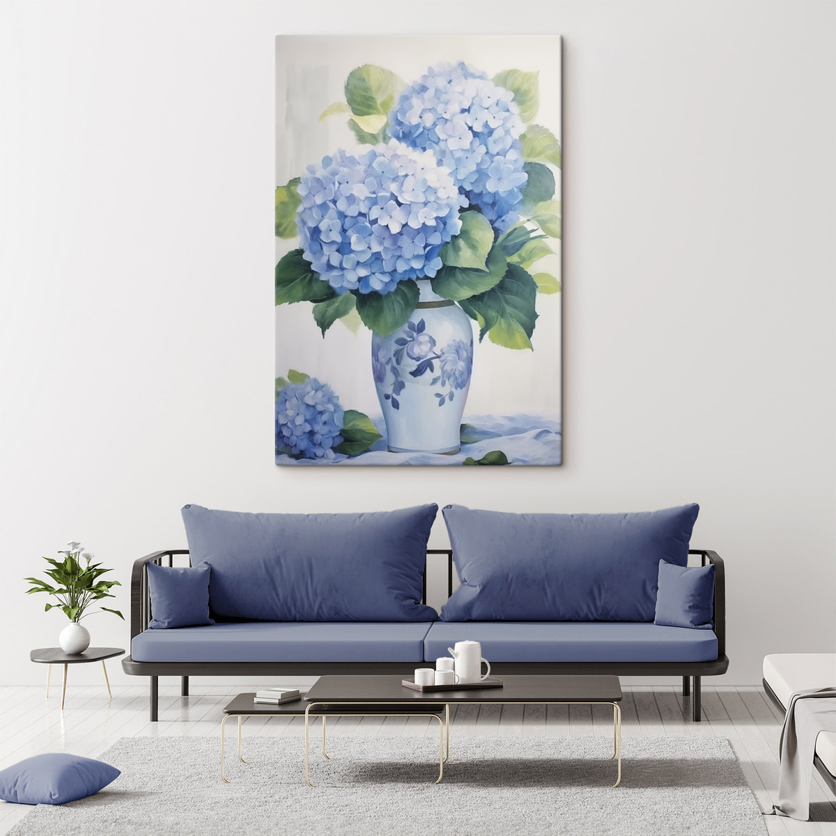 Hortensia's in een vaas — interieur 2