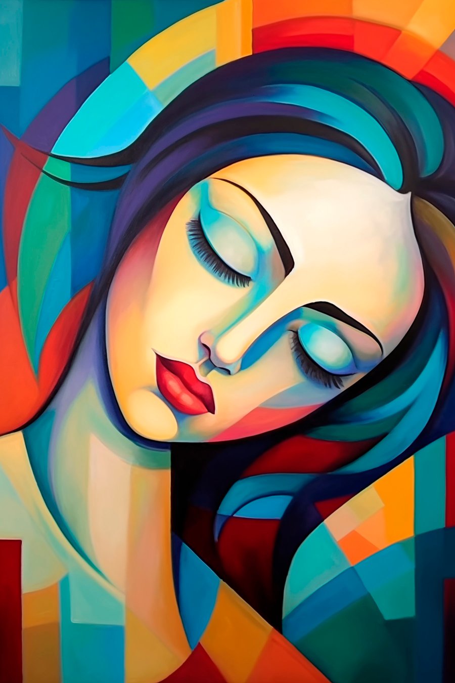 Abstract portret van een meisje — volledig ontwerp