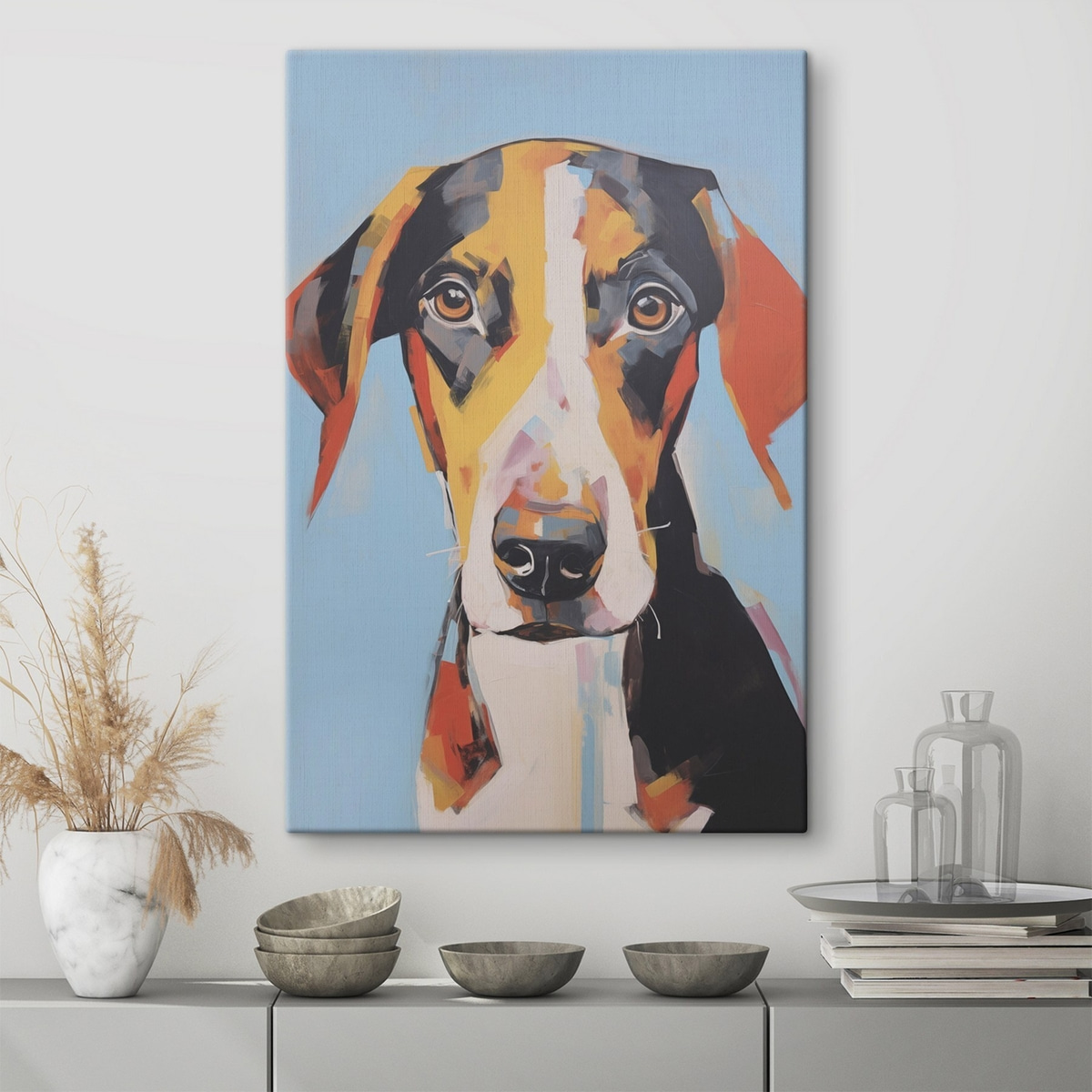 Portret van een hond, imitatie van een schilderij — interieur 1