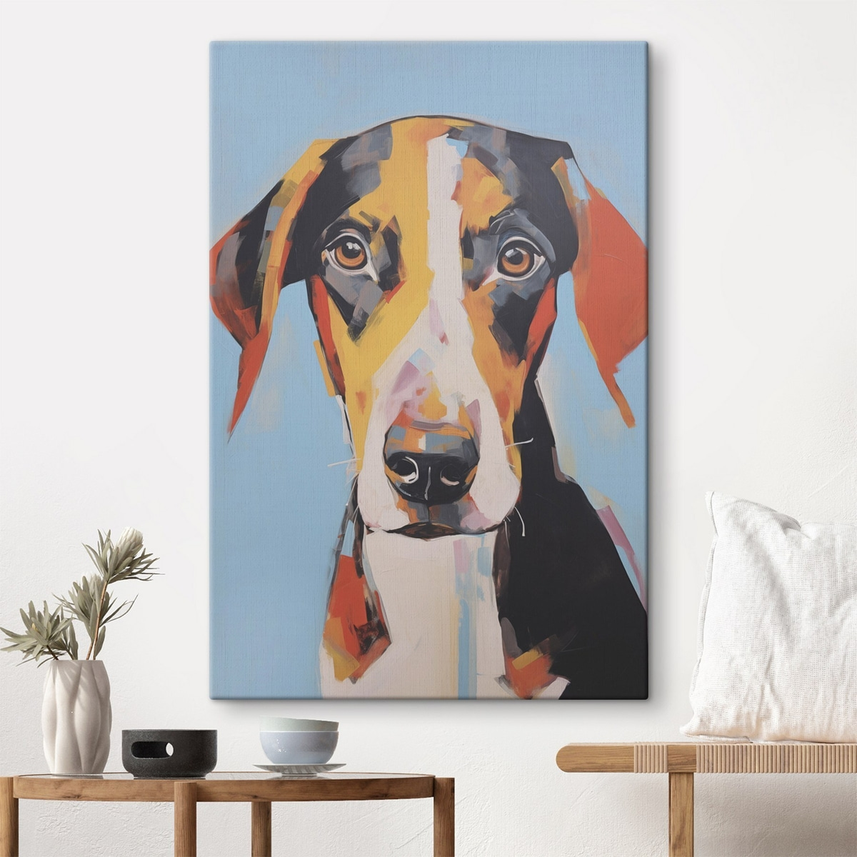 Portret van een hond, imitatie van een schilderij — interieur 2