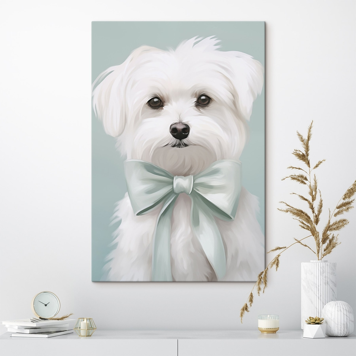 Kleine hond met een strik — interieur 1
