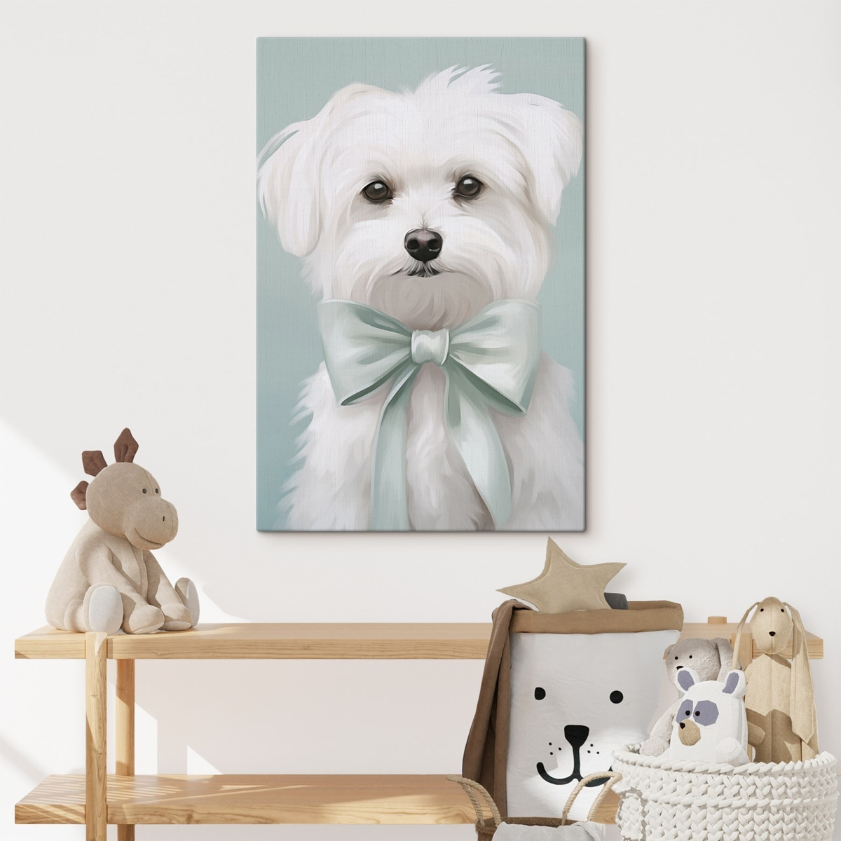 Kleine hond met een strik — interieur 2