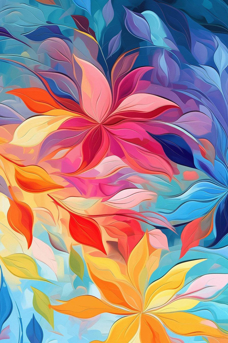 Abstracte bloem, imitatie-olieverfschilderij — volledig ontwerp