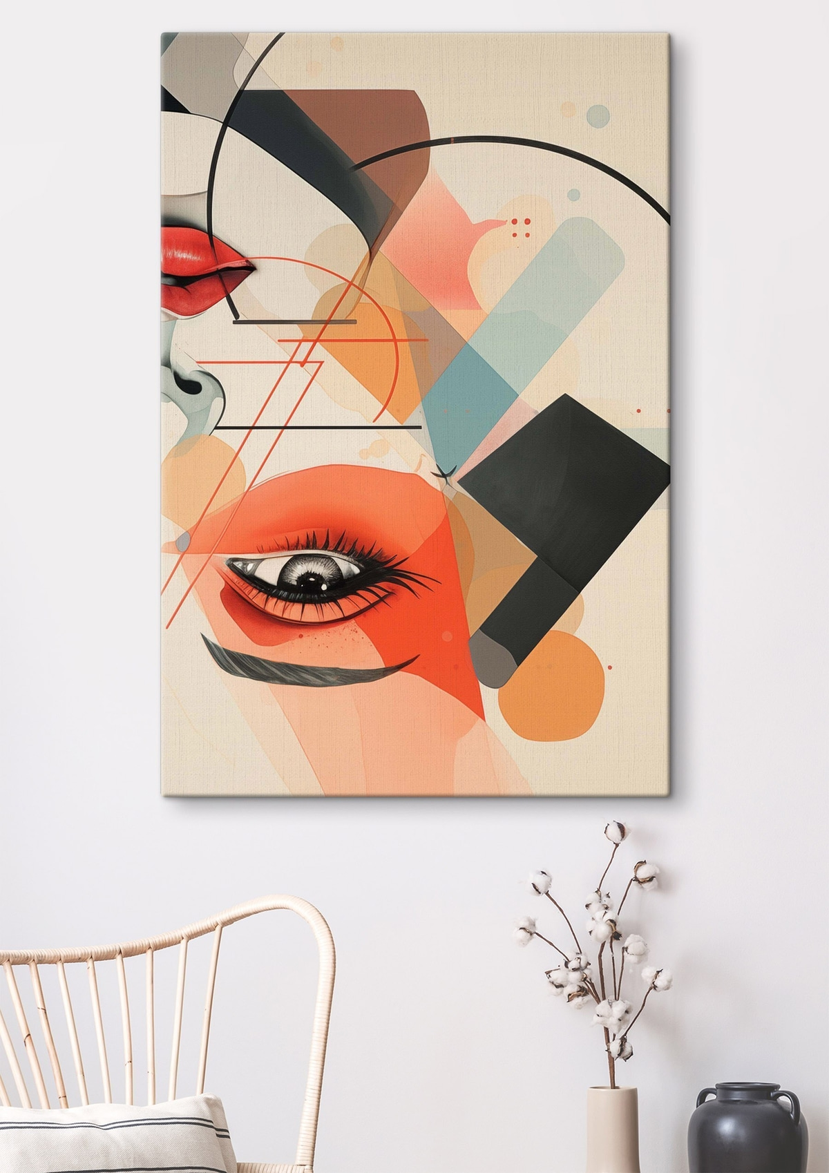Gezicht en geometrische vormen — interieur 1