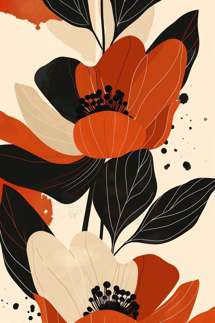 Grote kleurrijke bloemen — volledig ontwerp