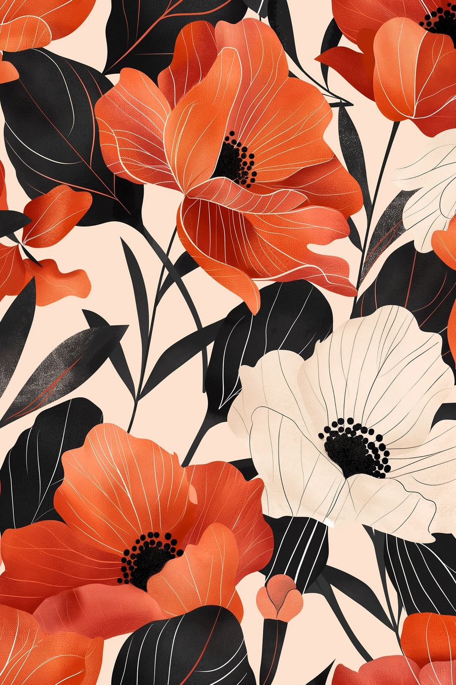 Grote kleurrijke bloemen — volledig ontwerp