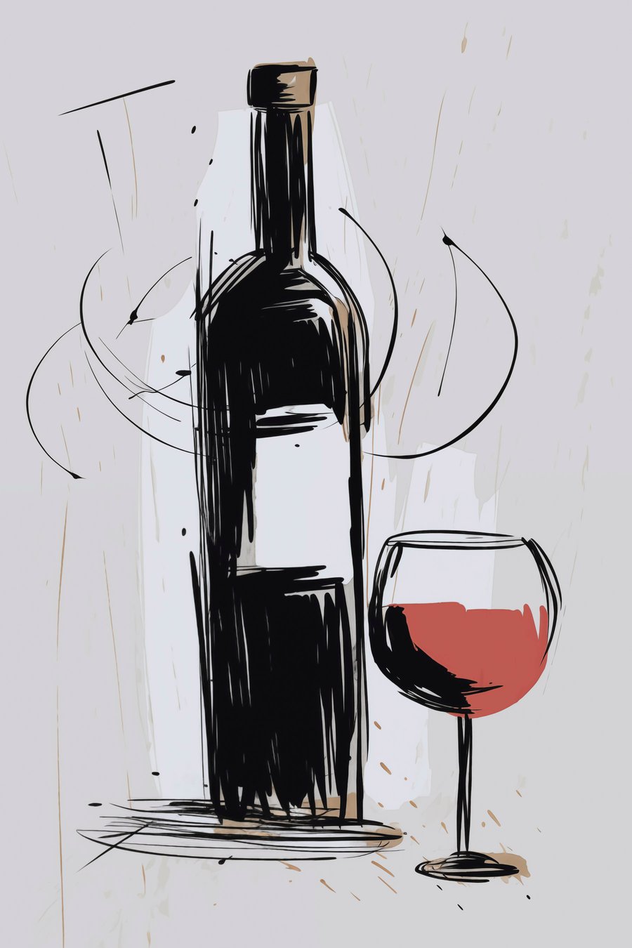 Een fles en een glas wijn — volledig ontwerp