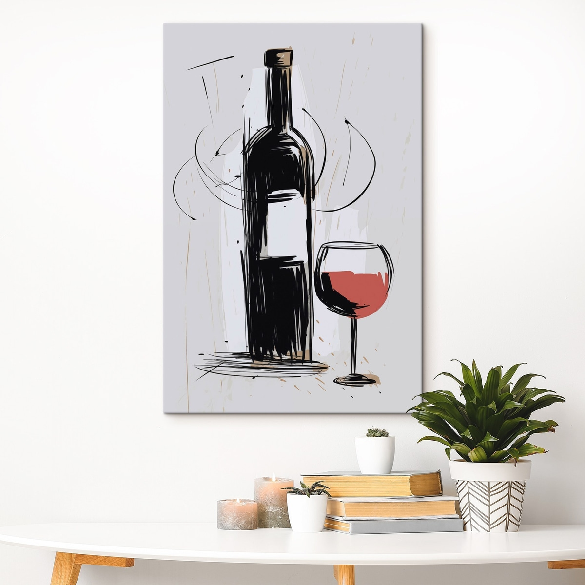 Een fles en een glas wijn — interieur 2