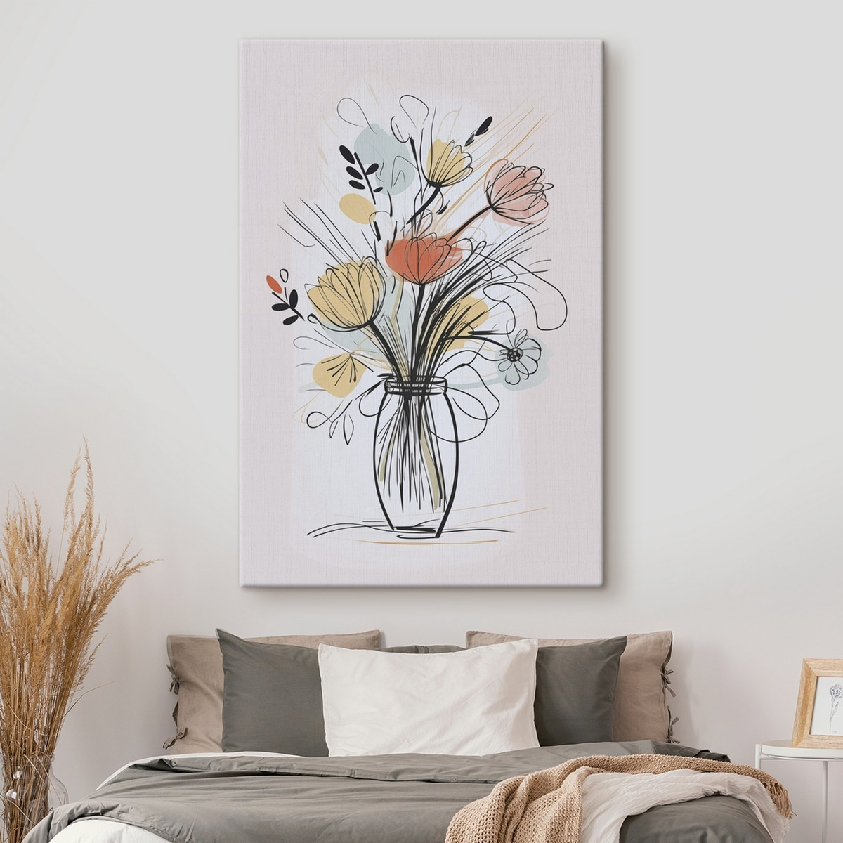 Bloemen in een vaas, imitatie van een tekening — interieur 2