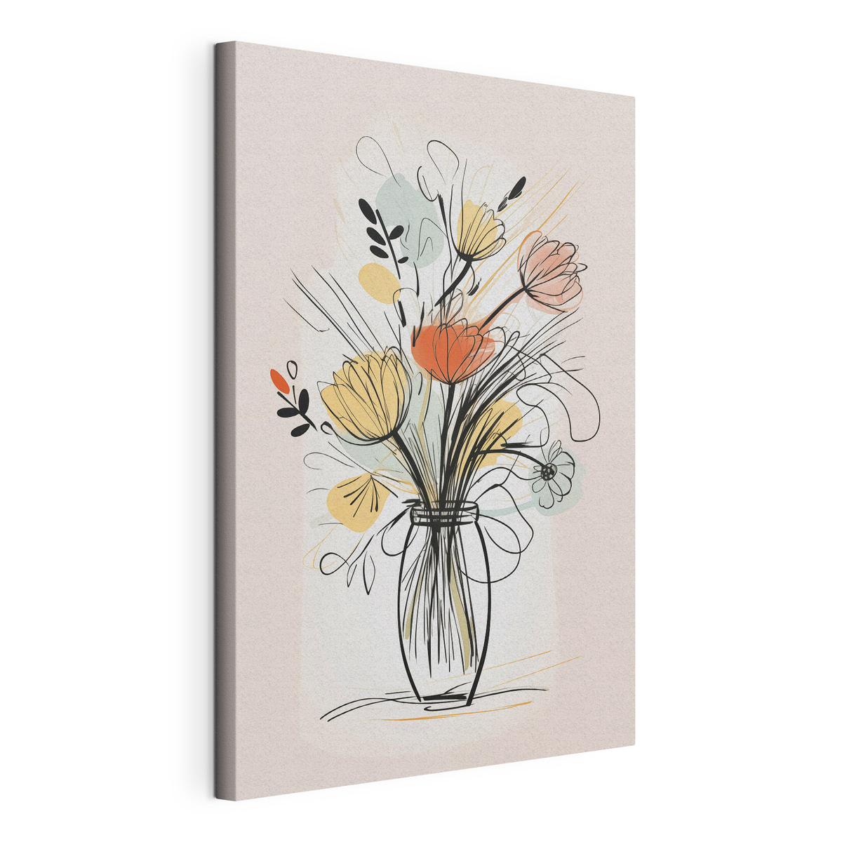 Bloemen in een vaas, imitatie van een tekening — productweergave