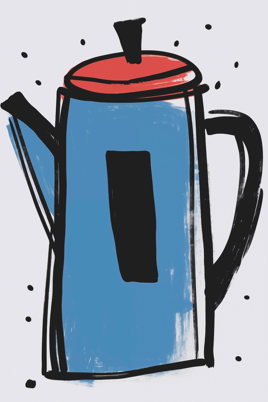 Koffiepot imitatie van een primitieve tekening — volledig ontwerp