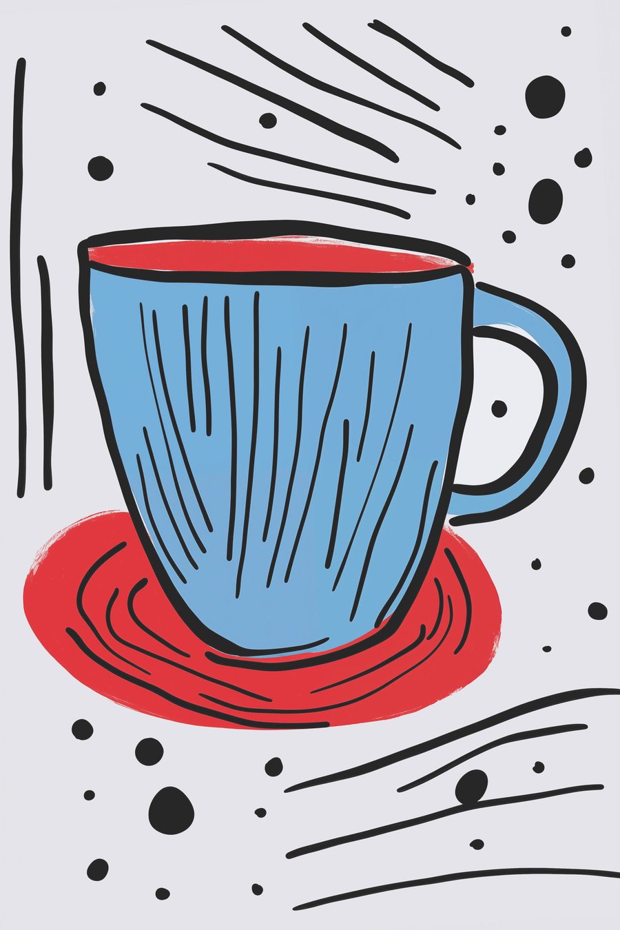 Beker imitatie van een primitieve tekening — volledig ontwerp