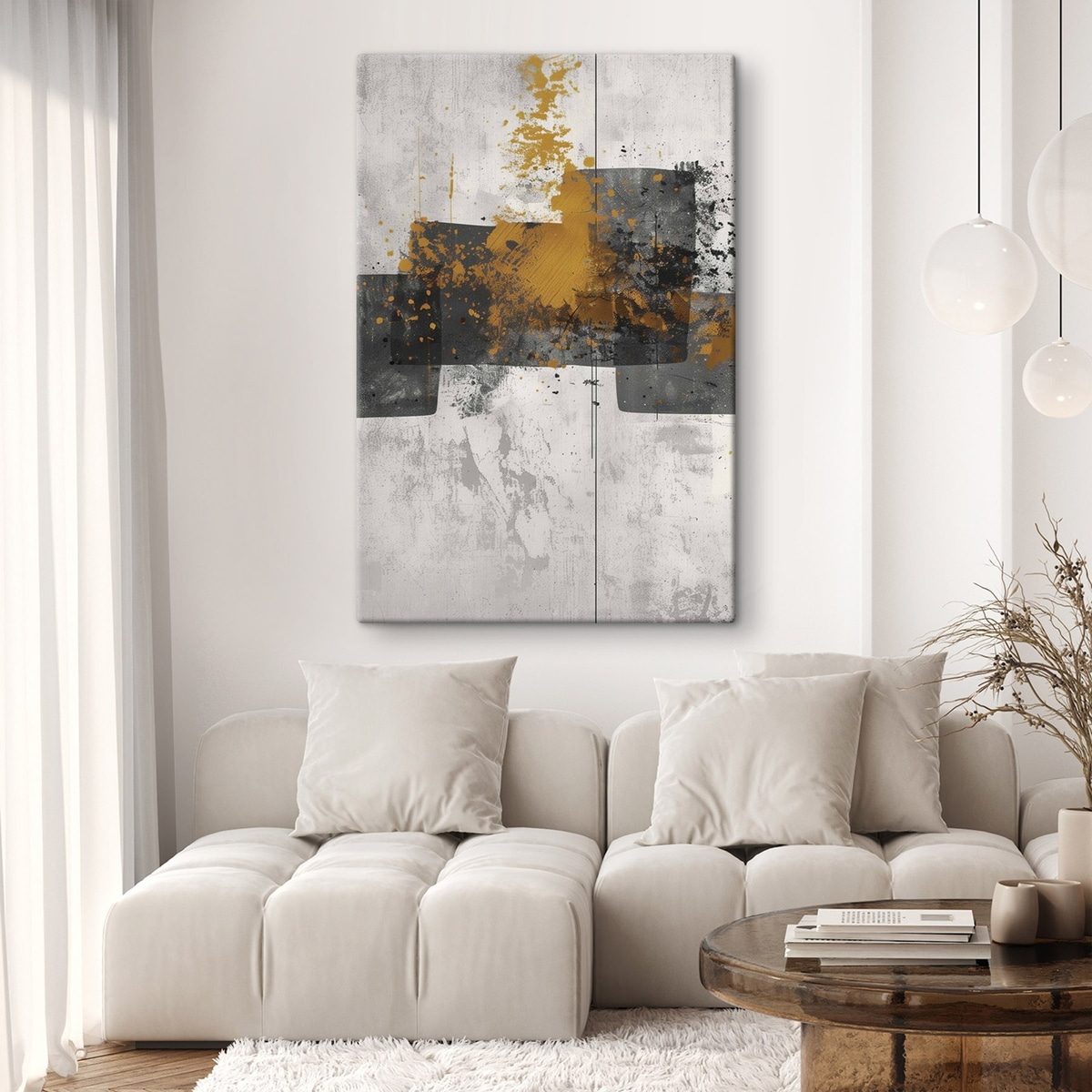 Abstracte vormen op een betonnen achtergrond — interieur 1
