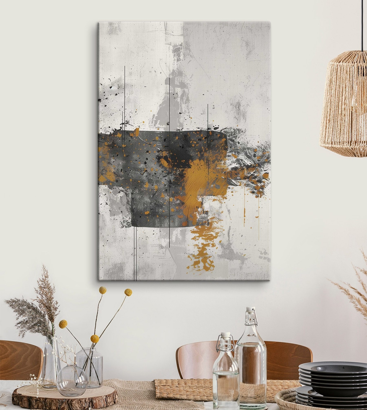 Abstract, Spatten, Imitatie van verf op een betonnen achtergrond — interieur 1