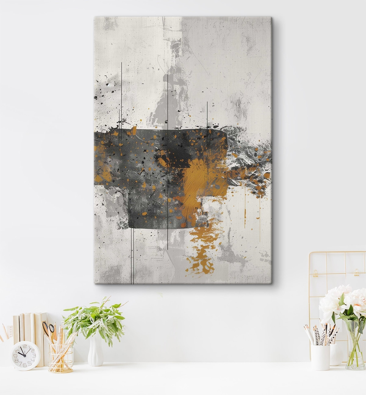 Abstract, Spatten, Imitatie van verf op een betonnen achtergrond — interieur 2